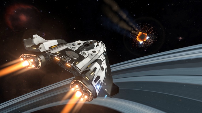 Elite Dangerous: Horizons spaceship near planet rings