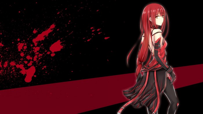 Elesis from Elsword with red blood splatters