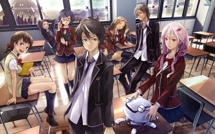 Guilty Crown characters in a classroom