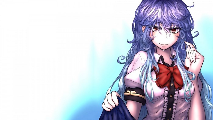 Hinanawi Tenshi from Touhou with blue hair
