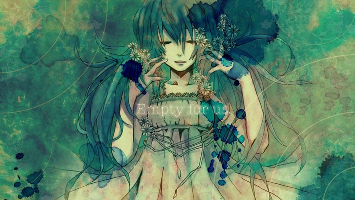 Hatsune Miku from Vocaloid with flowers
