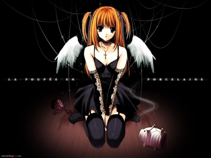 Amane Misa from Death Note Sitting with Angel Wings