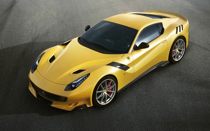 Yellow Ferrari F12 TDF sports car