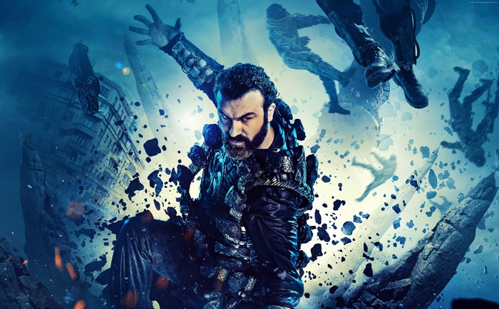 Man in armor in a collapsing world