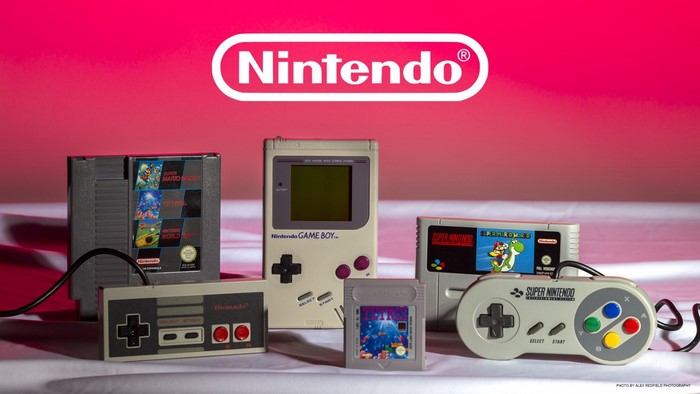 Nintendo consoles and games with logo
