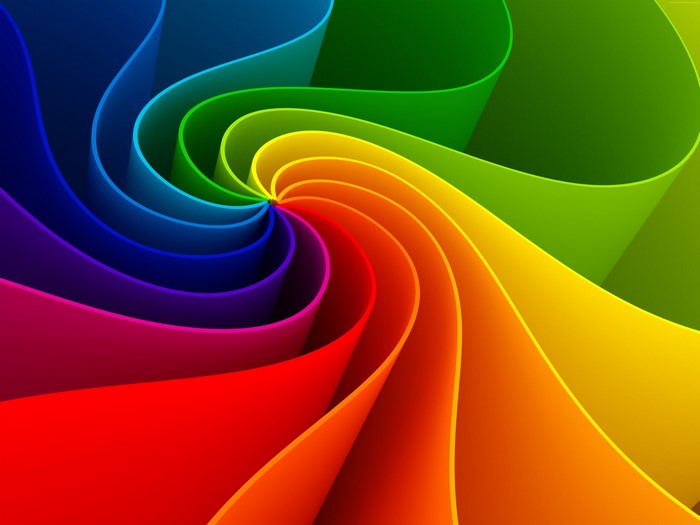 Abstract rainbow spiral with flowing ribbons