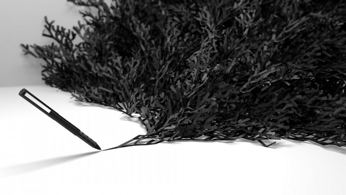 Black digital pen drawing on white background