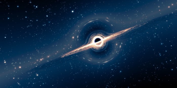 Black hole Gargantua with accretion disk and stars