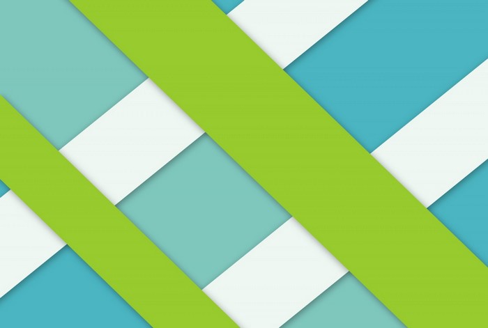 Abstract geometric pattern with green, blue, and white shapes