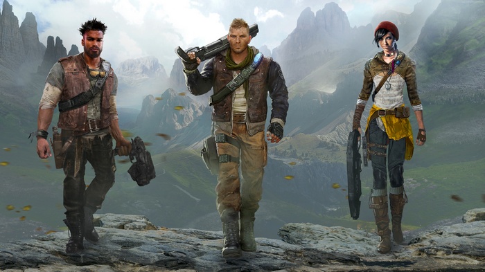 Gears of War 4 characters on a mountain landscape