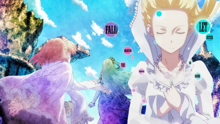Asseylum Vers Allusia from Aldnoah Zero with floating text