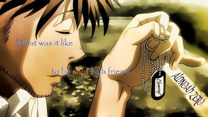 Inaho Kaizuka from Aldnoah Zero holding a dog tag