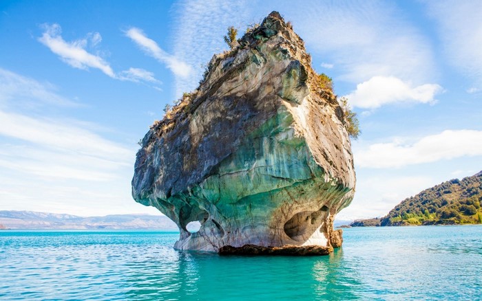 Marble Caves rock formation on General Carrera Lake, Chile