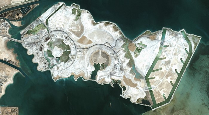 Aerial view of artificial islands in Doha, Qatar