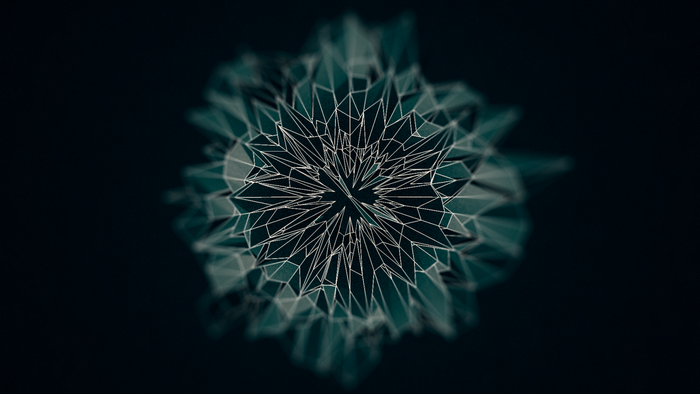 Abstract low poly fractal geometric shape on dark background