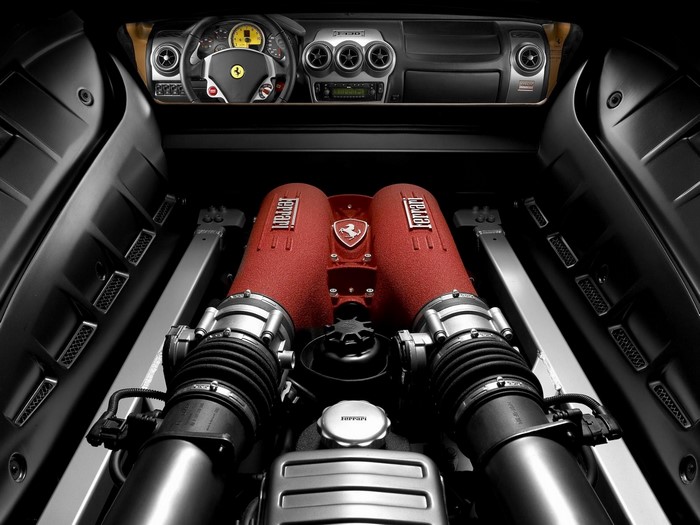 Ferrari engine and dashboard
