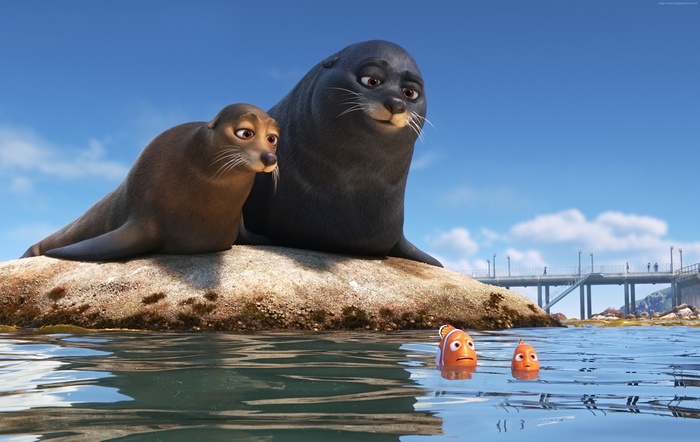 Nemo and Dory with Seals from Finding Dory