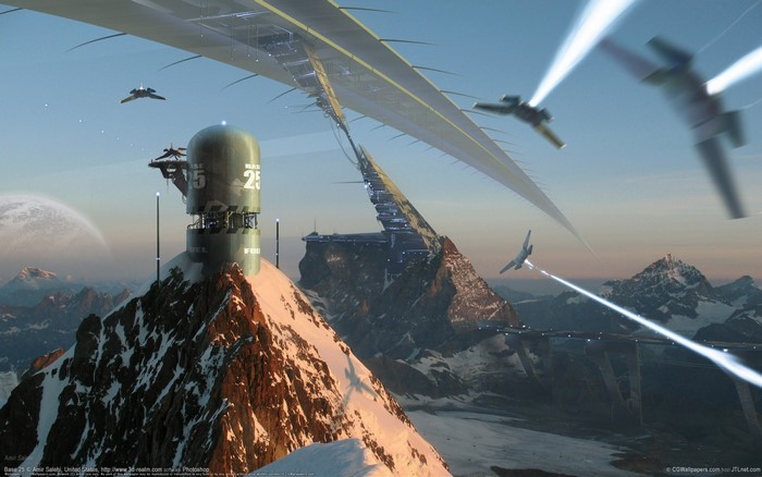 Base 25 in a mountain range with aircraft