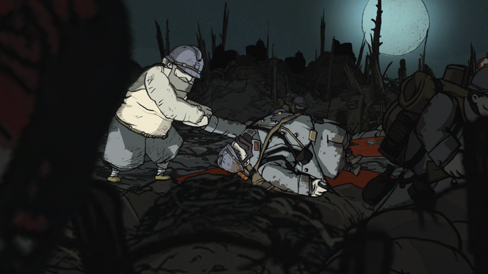 Soldiers in a trench during World War I