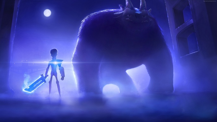 Jim Lake Jr. and a troll from Trollhunters