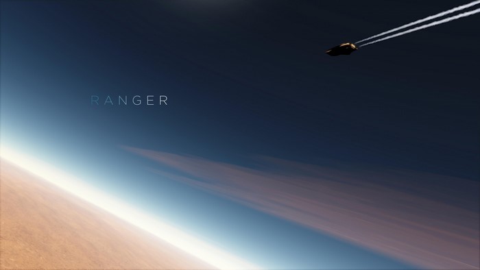 Ranger spaceship flying through space