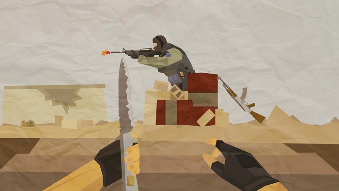 Counter-Strike: Source illustration of a soldier firing a rifle