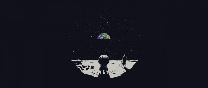 Astronaut on the Moon looking at Earth