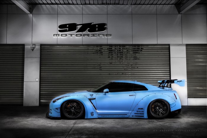 Blue Nissan GT-R with LB Performance kit