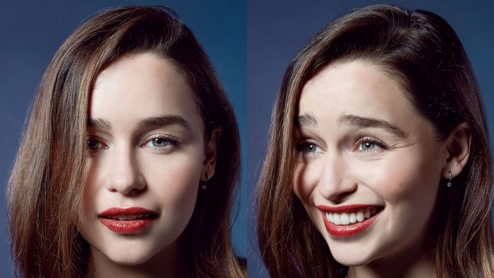 Emilia Clarke Portrait Collage with Red Lipstick