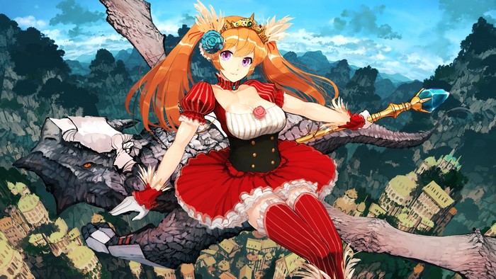 Anime girl with twintails and dragon in a forest