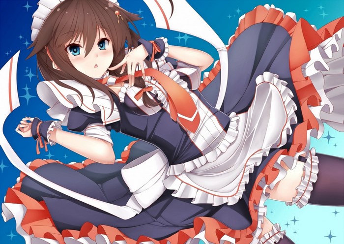 Shigure from Kantai Collection in a maid outfit