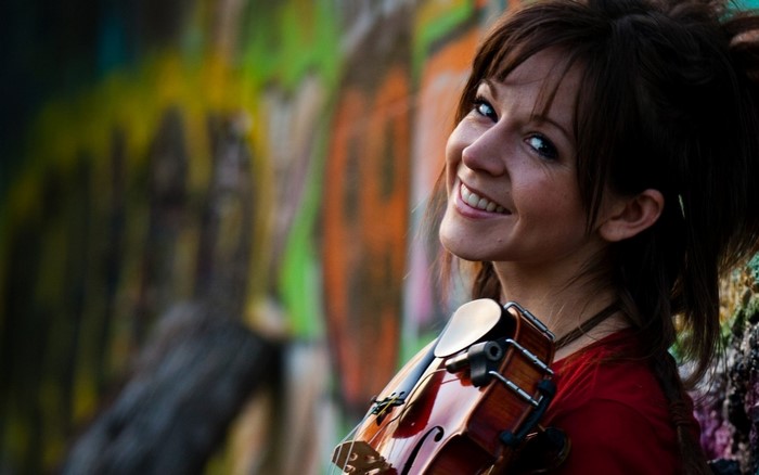 Lindsey Stirling with a violin