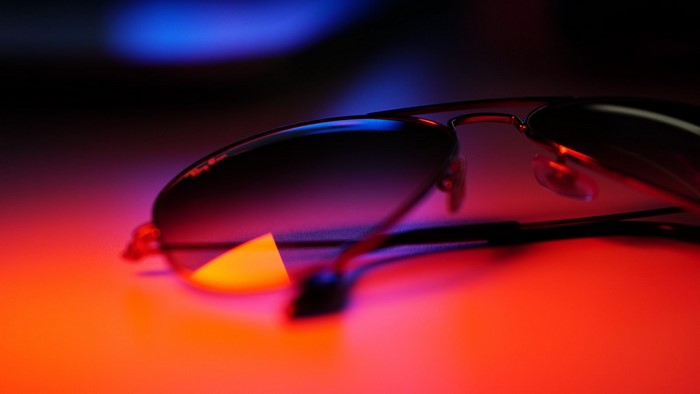 Ray-Ban sunglasses with red and blue lighting