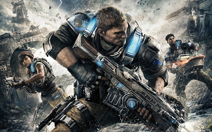 Gears of War 4 characters in combat
