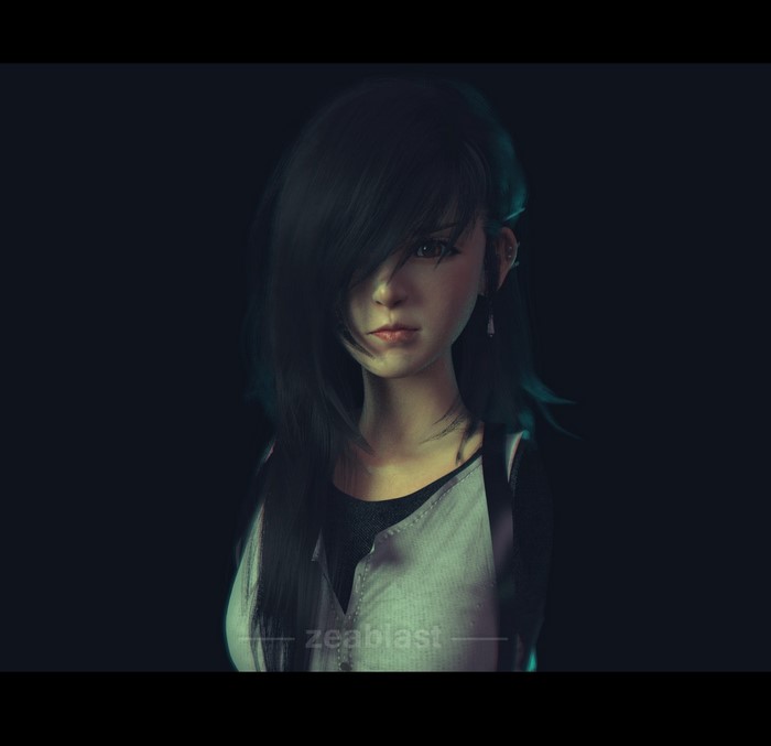 Anime girl with black hair and piercings