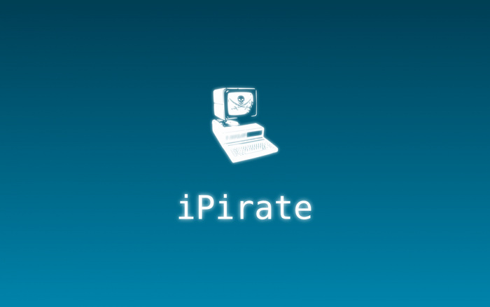 iPirate logo with vintage computer and skull