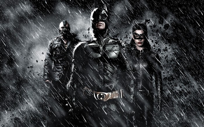 Batman, Catwoman, and Bane from The Dark Knight Rises