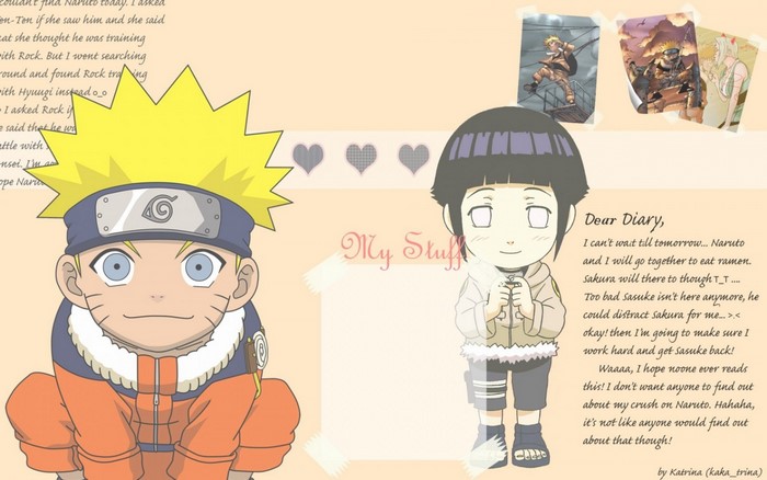 Naruto Shippuuden Chibi Naruto and Hinata Illustration