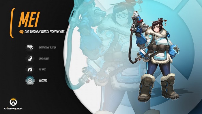 Mei from Overwatch character screen