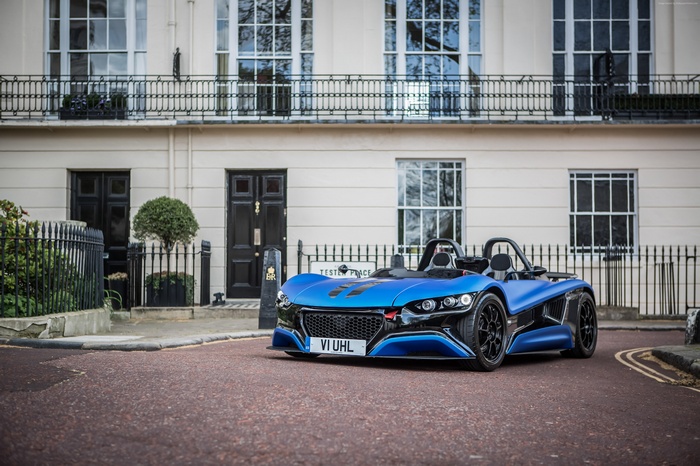 Blue Vuhl 05 sports car parked on a street