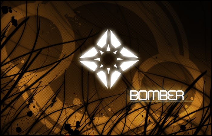 Abstract Bomber Logo with Orange and Black Background