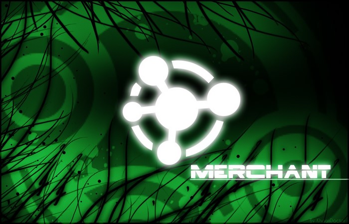Merchant logo with abstract green background