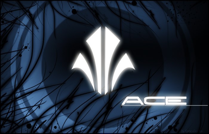 Abstract ACE logo with dark blue background