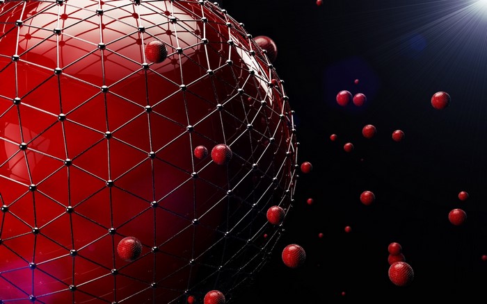 Abstract Red 3D Geometric Sphere with Texture