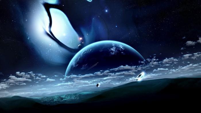 Fantasy art of a planet in outer space