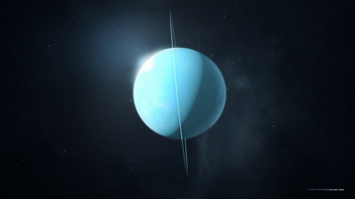 Uranus with rings in space