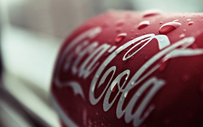 Coca-Cola can with water drops