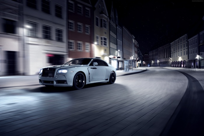 Spofec Rolls Royce Wraith driving at night