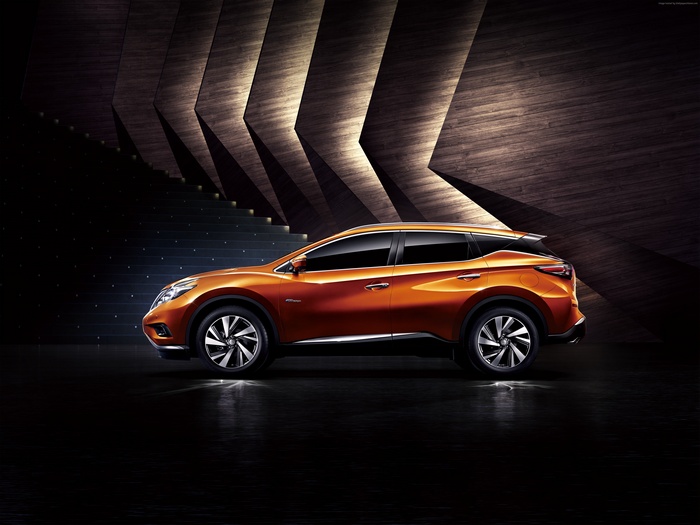 Orange Nissan Murano Hybrid Crossover