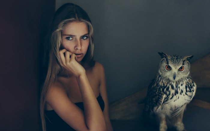 Woman with an owl